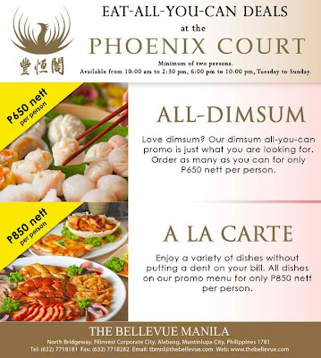 At Phoenix Court, you can eat as much dimsum, noodles, rice and dessert for Php650++/head and an additional P200++/head should you want to have additional viand options. The restaurant has a special menu for the P650++ and P850++ eat-all-you-can promo.