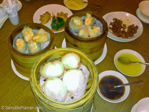 Clockwise: Fried Prawn Dumpling Salad, Scallops Dumpling, Shrimp Hakao, Scallops Dumpling 
